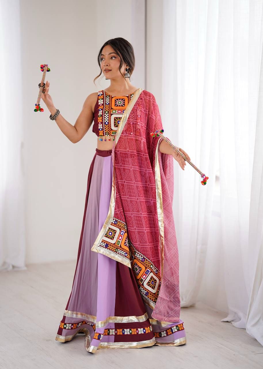 Maroon Full Stitched Embroidery Lehenga