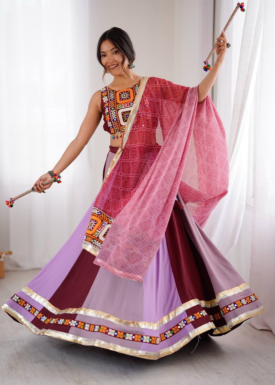 Maroon Full Stitched Embroidery Lehenga