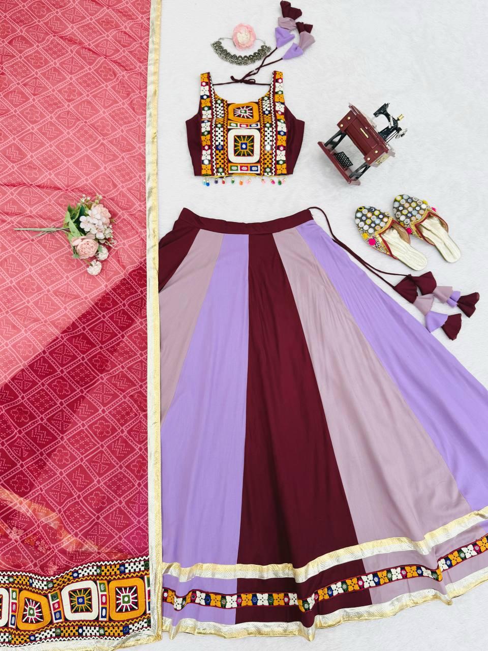 Maroon Full Stitched Embroidery Lehenga