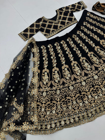 Black Bridal Wear Heavy Lehenga