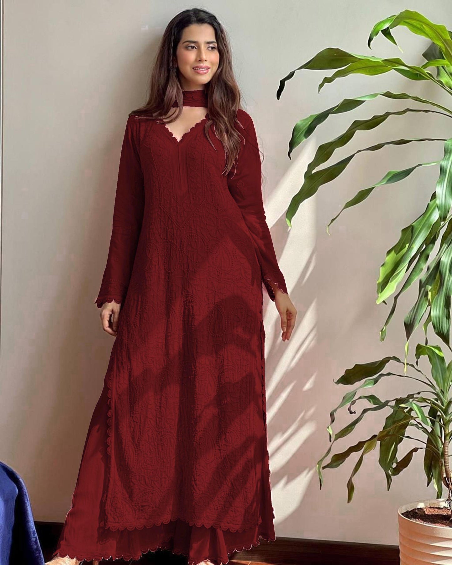 Maroon Georgette Kurti
