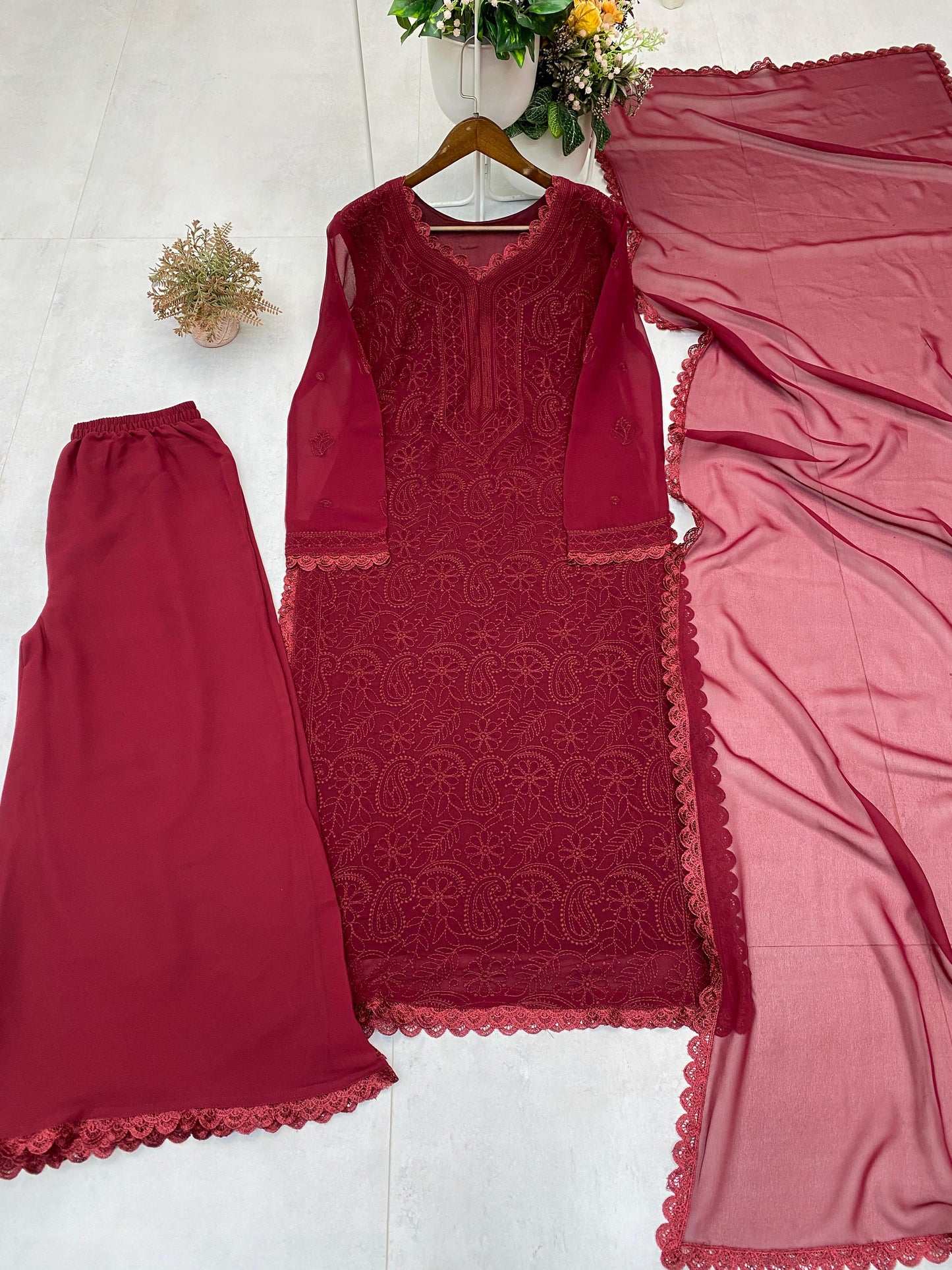 Maroon Georgette Kurti