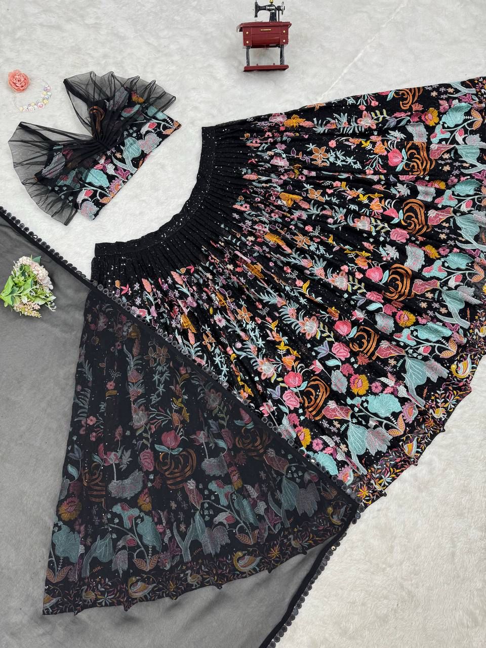 Black Tradition Meets Glamour Lehenga