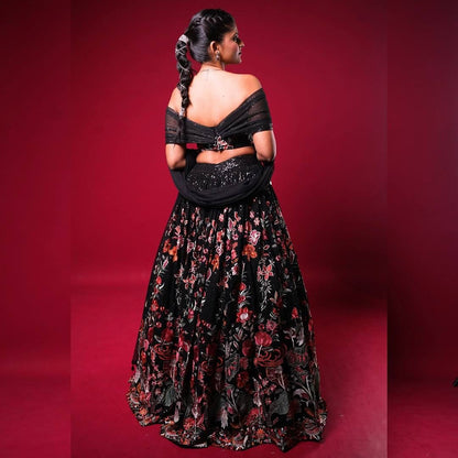 Black Tradition Meets Glamour Lehenga