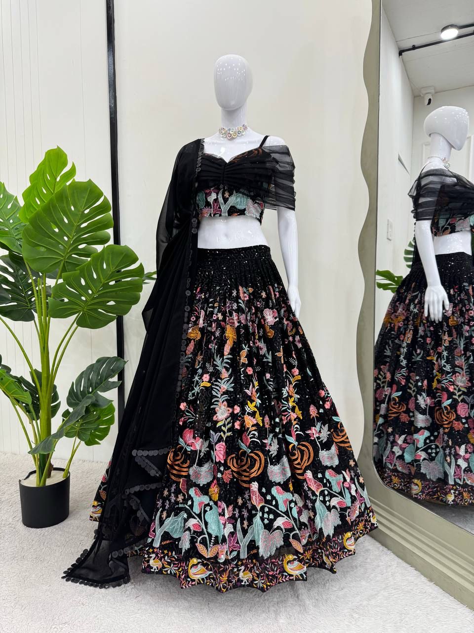 Black Tradition Meets Glamour Lehenga